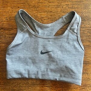 Nike Heather Gray Racerback Sports Bra with Black Swoosh